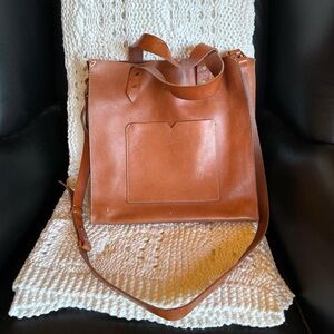 Madewell brown leather crossbody bag/Elegant Tan Leather Tote Bag
